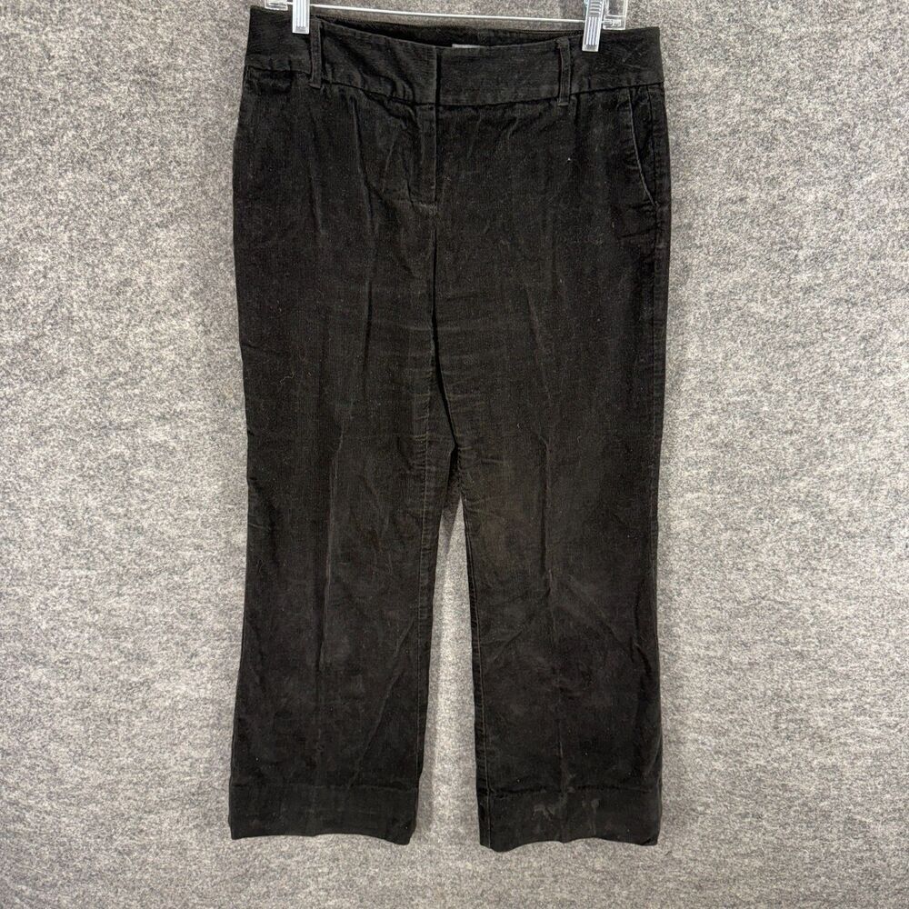 Ann Taylor Pants Women 6 Black Corduroy Mid Rise Pleated Chino Straight Pockets